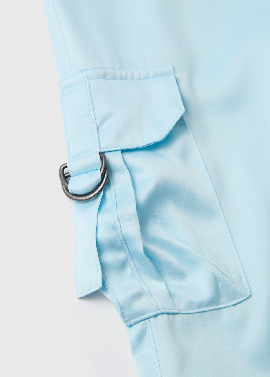 Girls Blue Satin Cargo Trousers (7-15yrs)