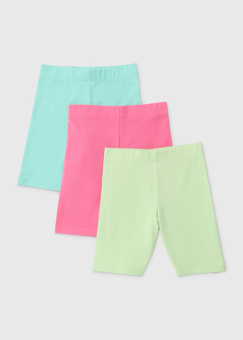Girls 3 Pack Multicoloured Cycling Shorts