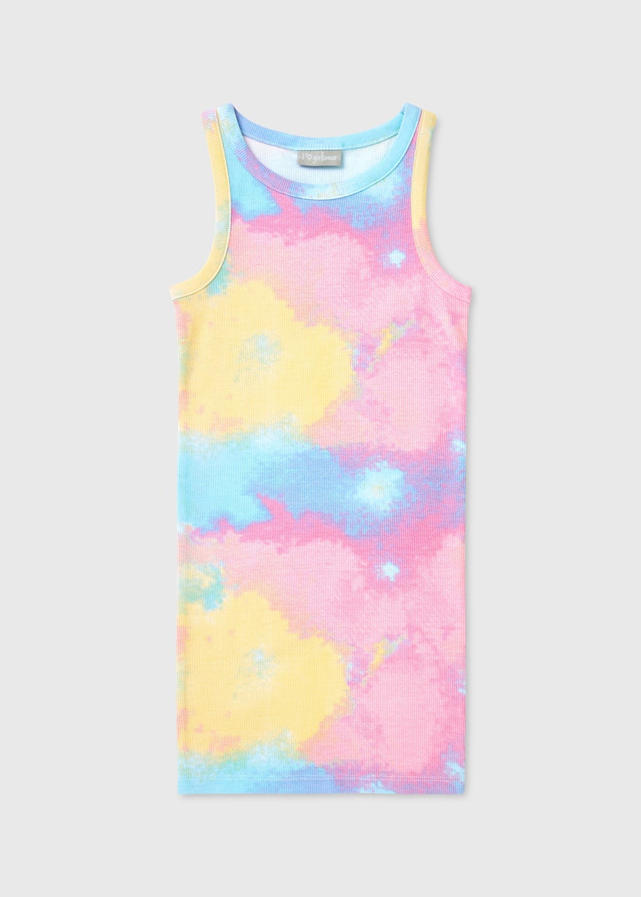 Girls Multicoloured Tie Dye Ribbed Dress (7-15yrs)