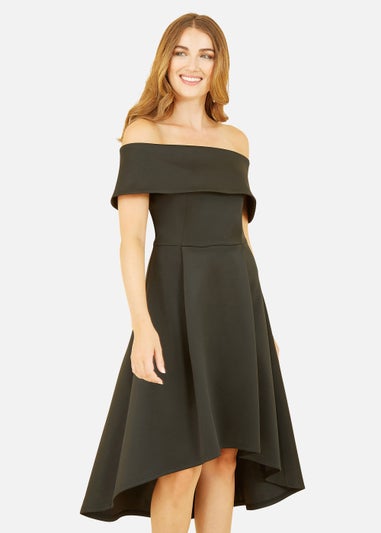 Mela Bardot Dipped Hem Dress In Black