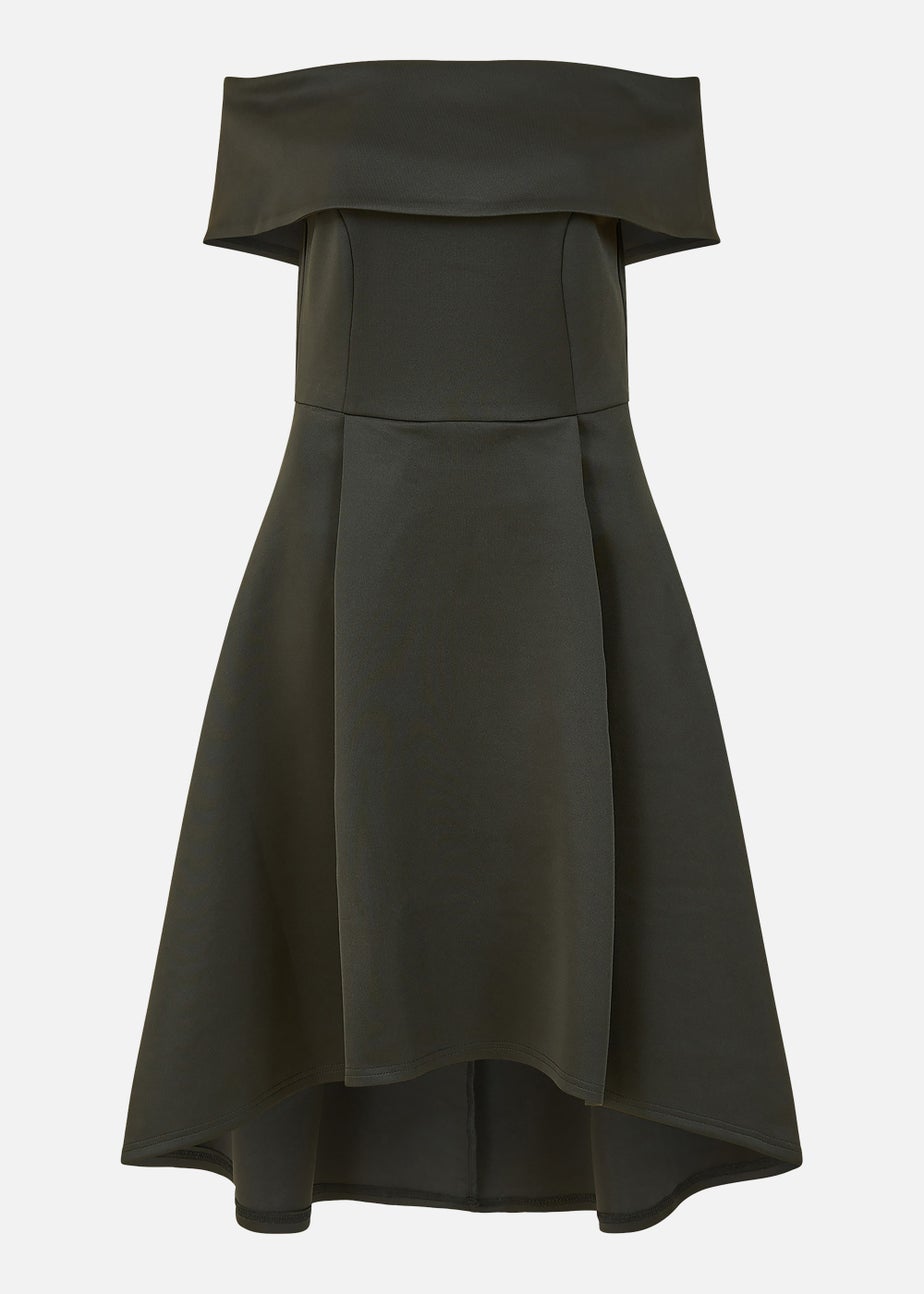 Mela Bardot Dipped Hem Dress In Black