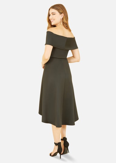 Mela Bardot Dipped Hem Dress In Black