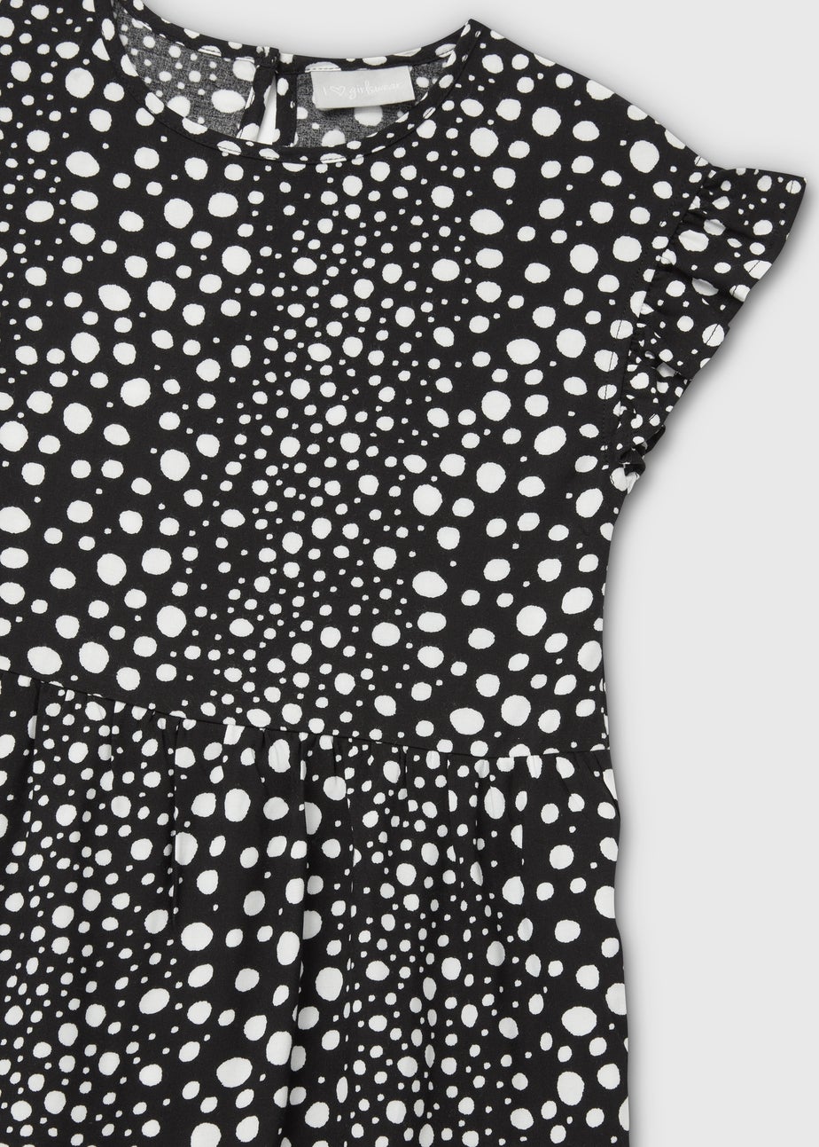 Girls Black Spot Viscose Dress (7-13yrs)