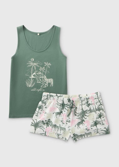 Green Top & Shorts Pyjama Set