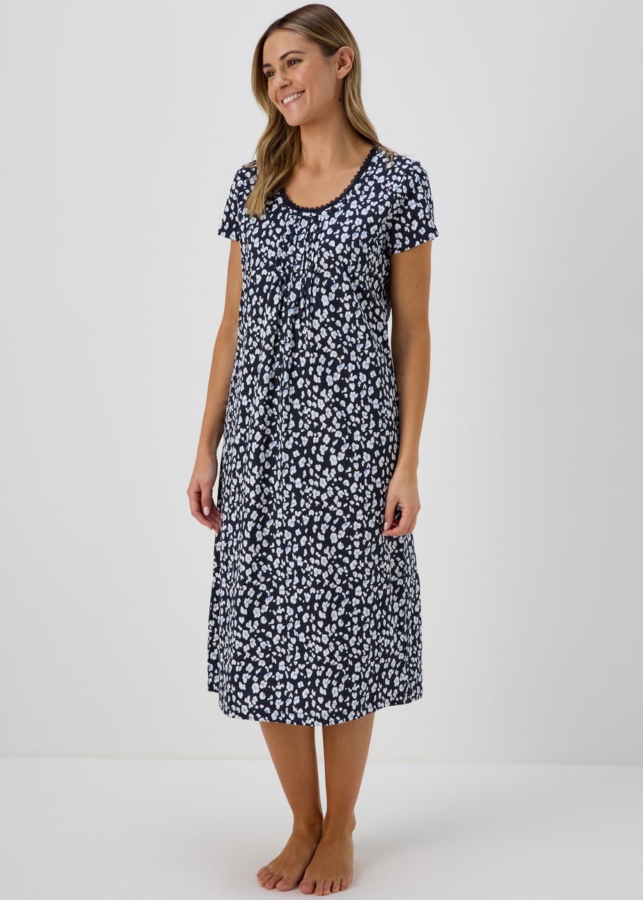 Navy Animal Print Lace Nightie