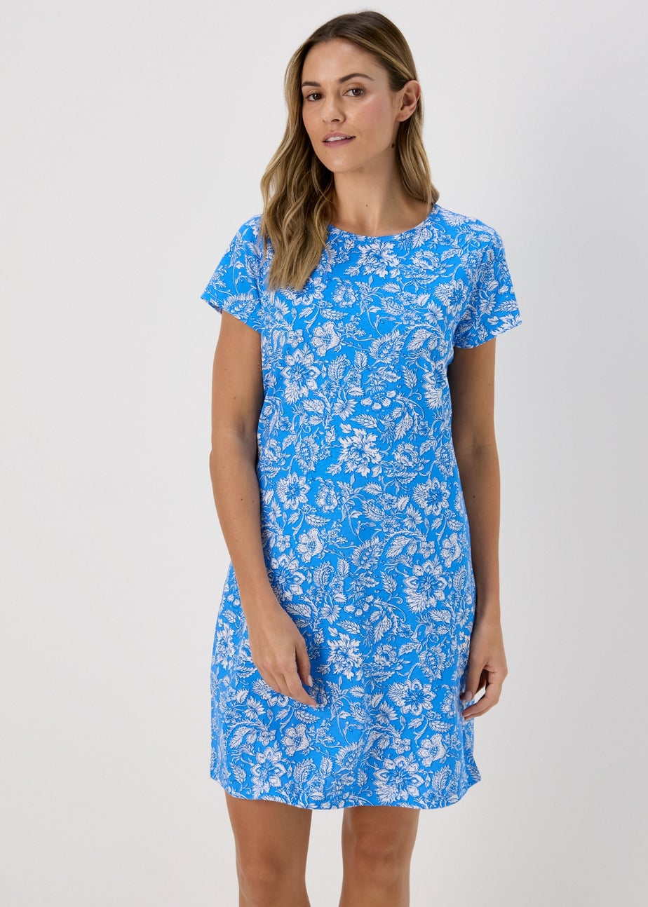 Blue Floral Print Nightie