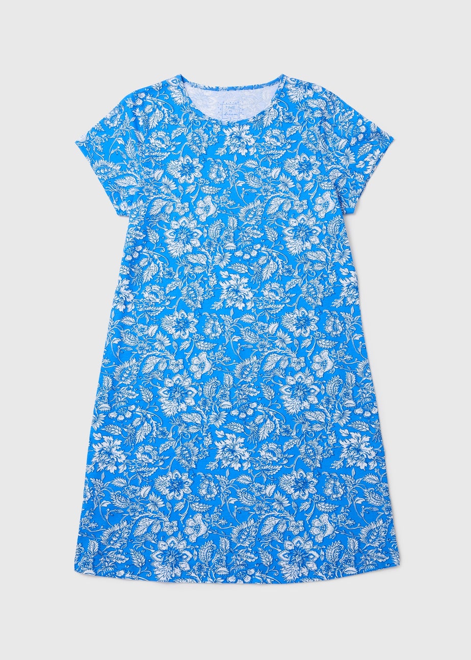 Blue Floral Print Nightie