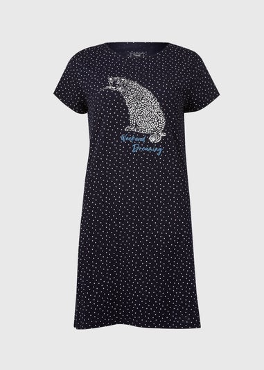 Blue Leopard Print Long T-Shirt