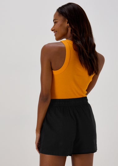 Black Linen Utility Shorts