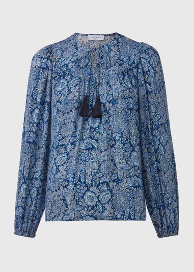 Blue Tassle Boho Blouse