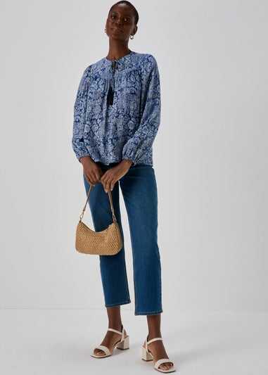 Blue Tassle Boho Blouse