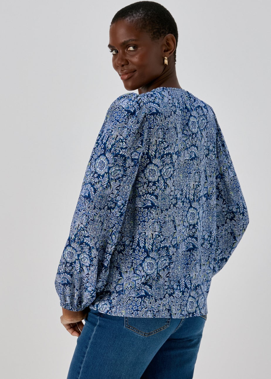 Blue Tassle Boho Blouse