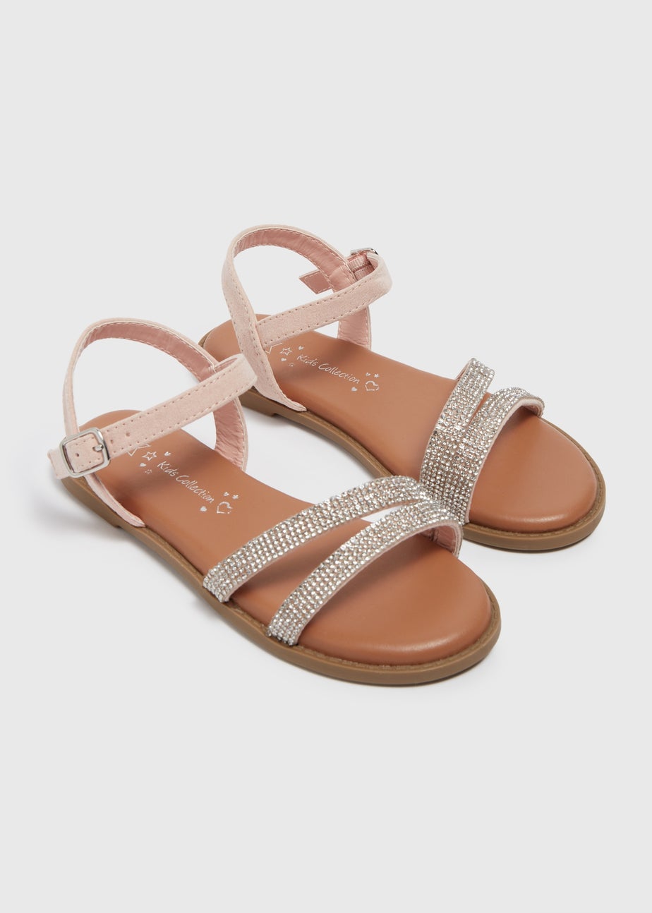 Girls Pink Diamante Strap Sandals (Younger 10-Older 5)