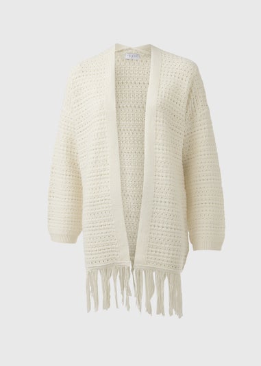Papaya Ivory Fringe Cardigan