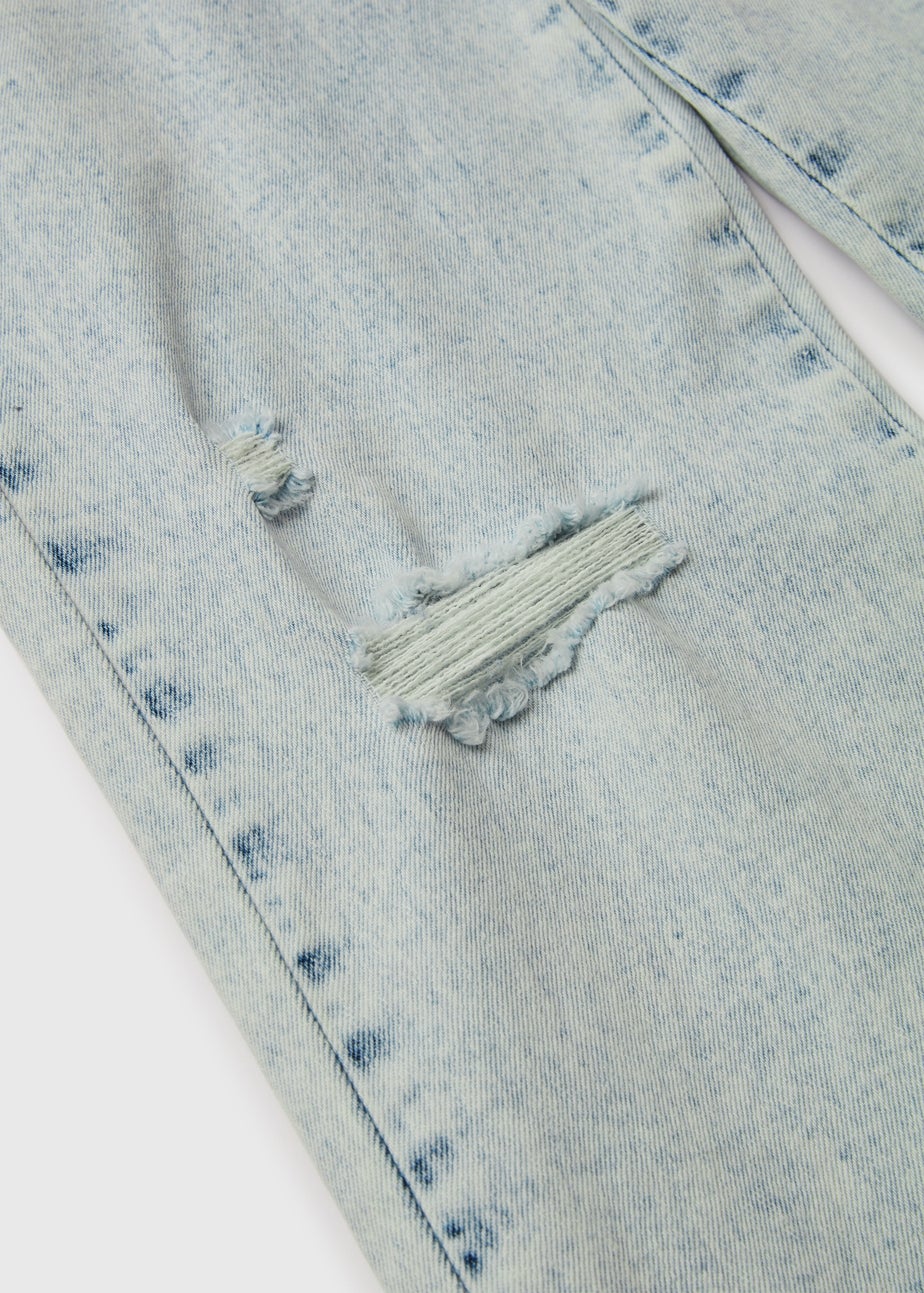 Girls Blue Wide Leg Ripped Jeans (7-15yrs)