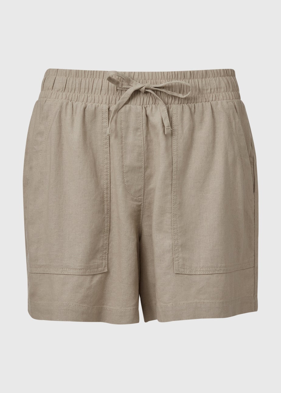 Beige Linen Shorts
