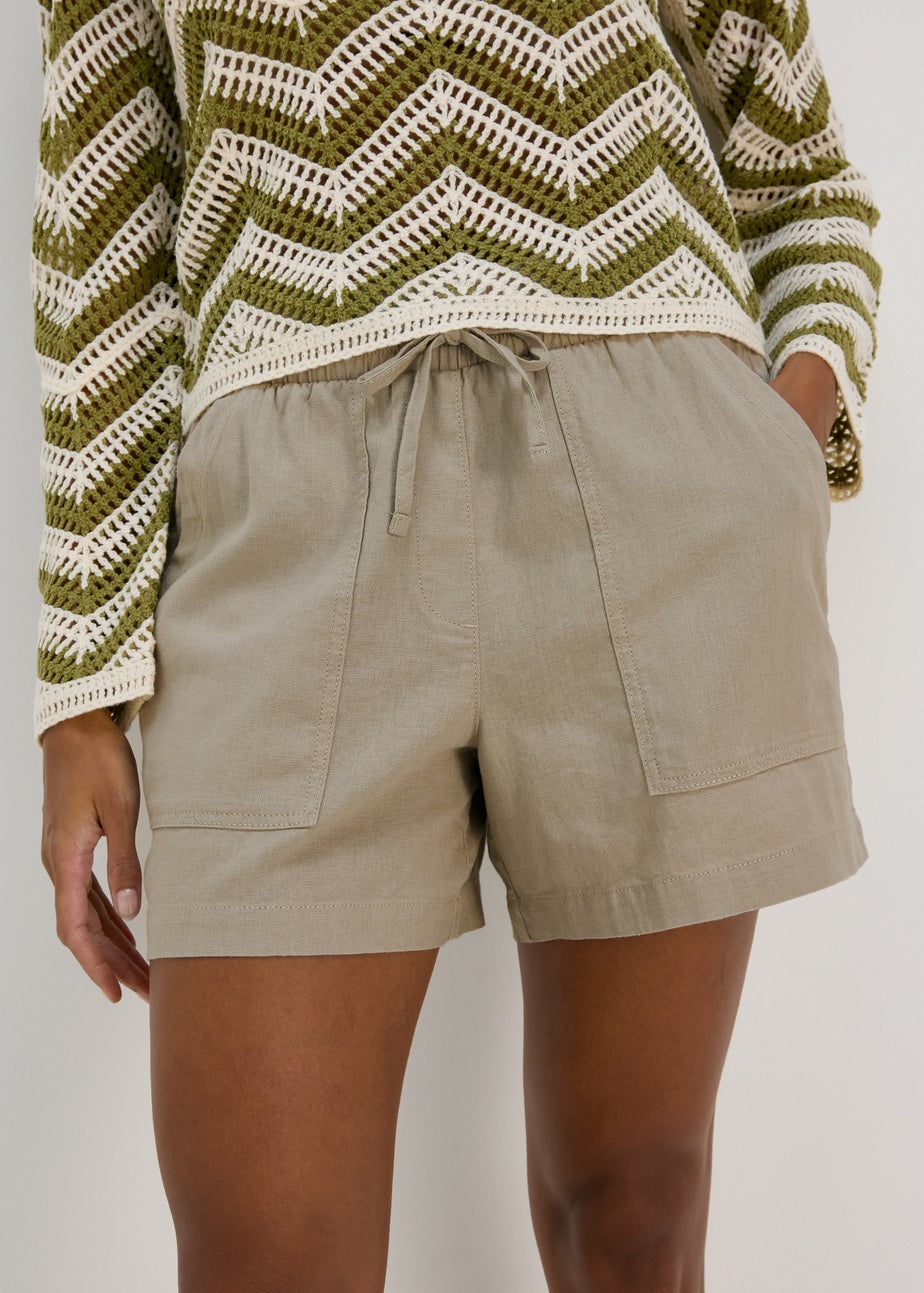 Beige Linen Shorts