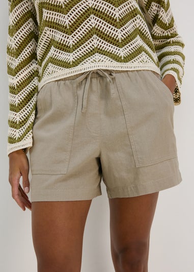 Beige Linen Shorts