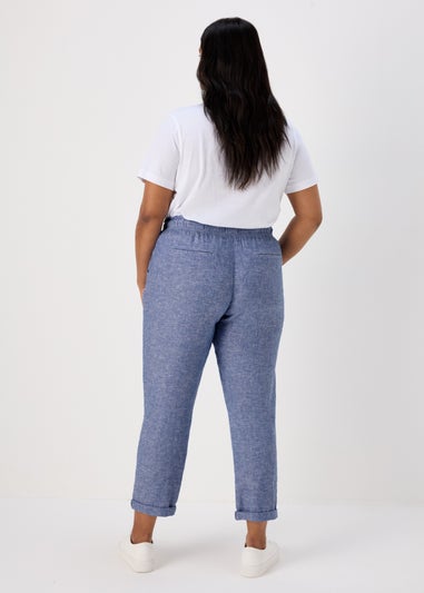 Blue Tapered Chambray Linen Trousers