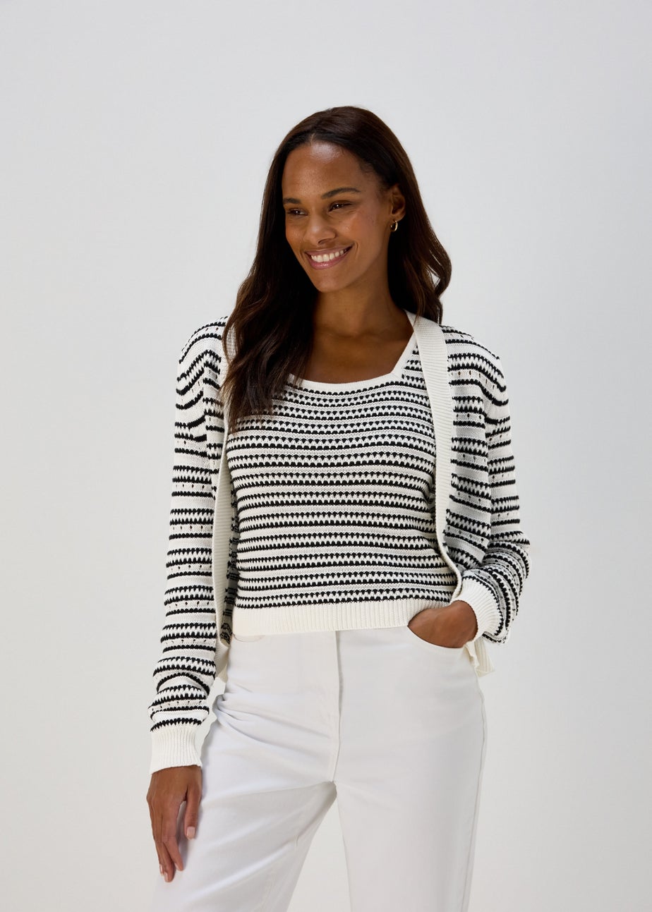 Ivory Stripe Co Ord Cardigan