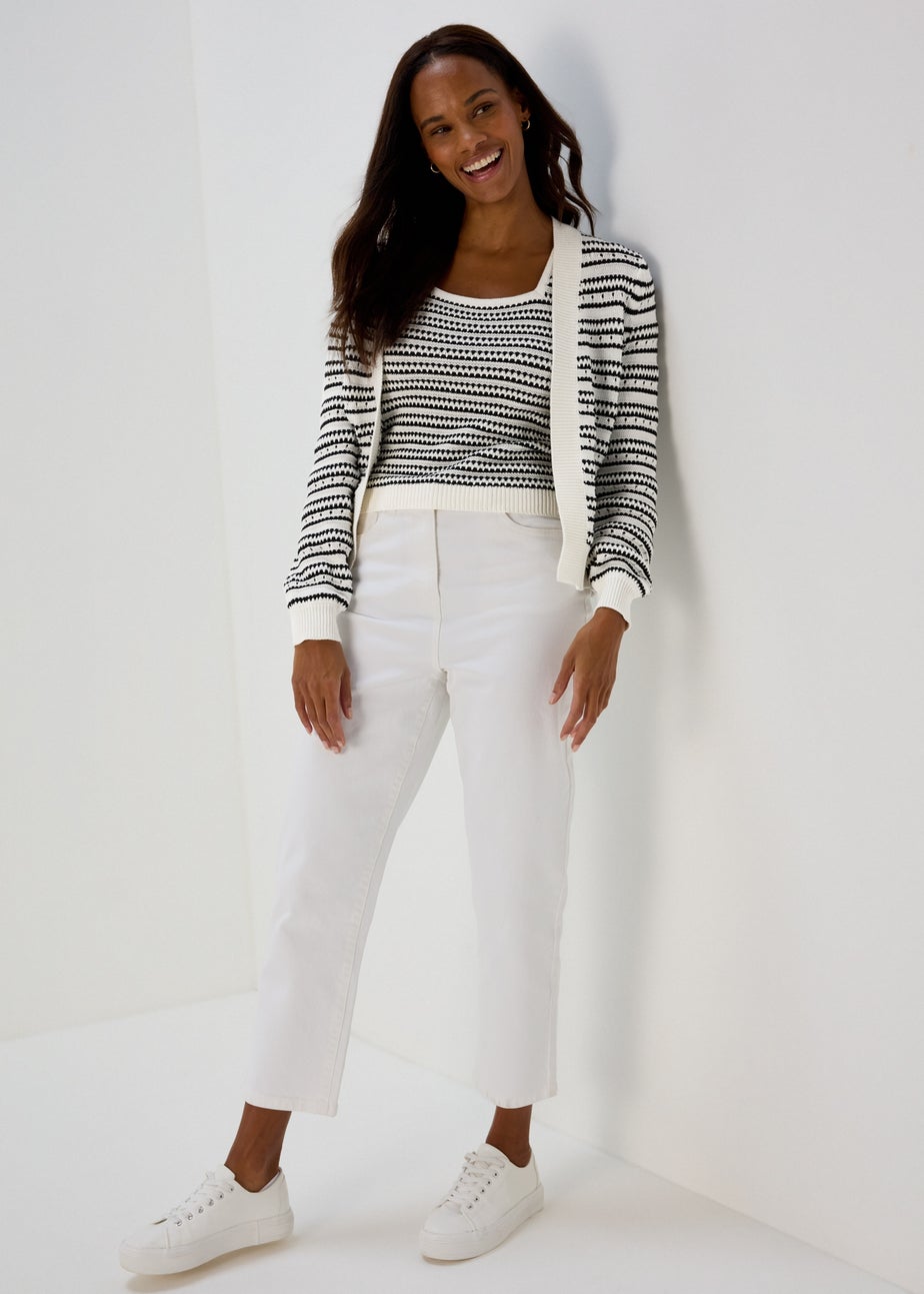 Ivory Stripe Co Ord Cardigan