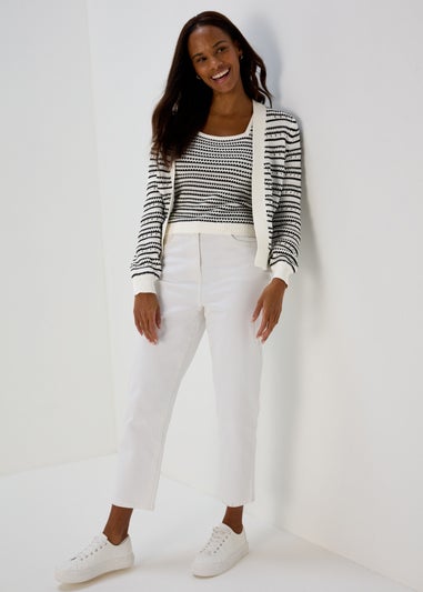 Ivory Stripe Co Ord Cardigan