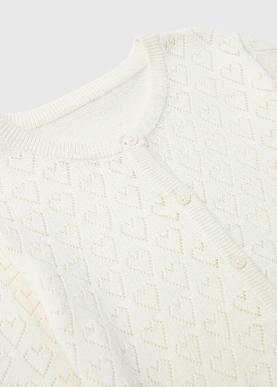 Girls Cream Pointelle Cardigan