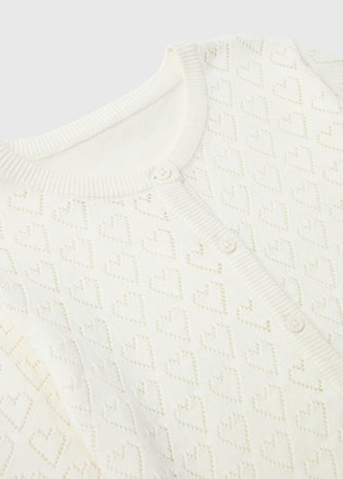 Girls Cream Pointelle Cardigan