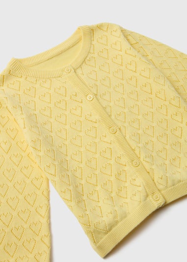 Girls Lemon Pointelle Cardigan (1-7yrs)