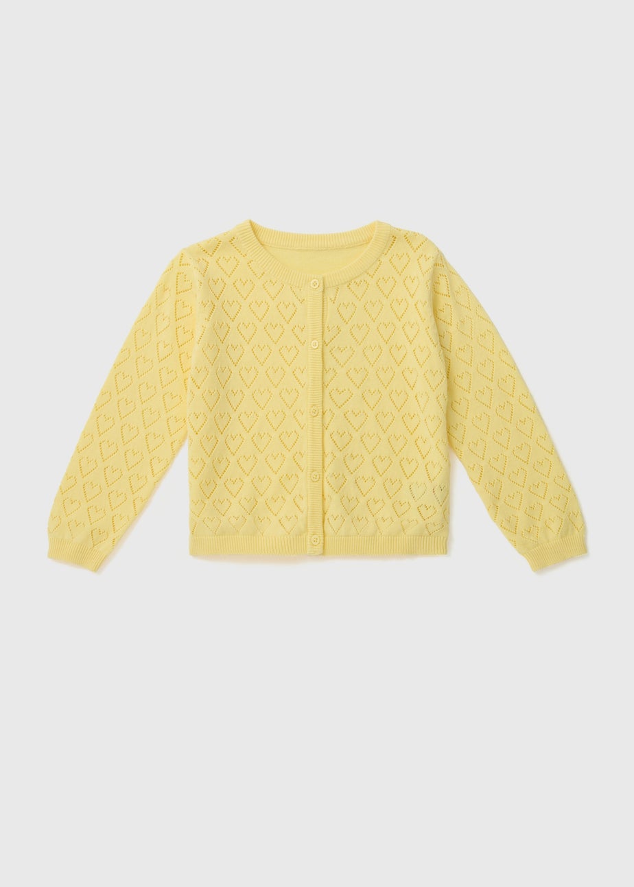 Girls Lemon Pointelle Cardigan (1-7yrs)