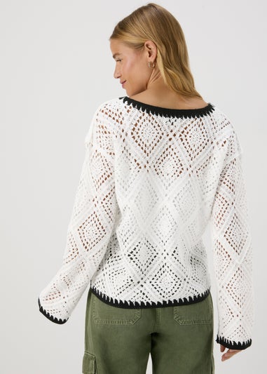Ivory Overstitch Crotchet Jumper