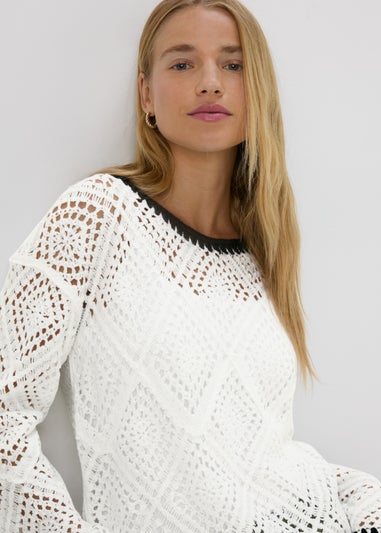 Ivory Overstitch Crotchet Jumper