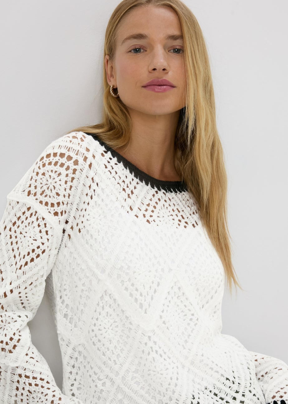 Ivory Overstitch Crotchet Jumper