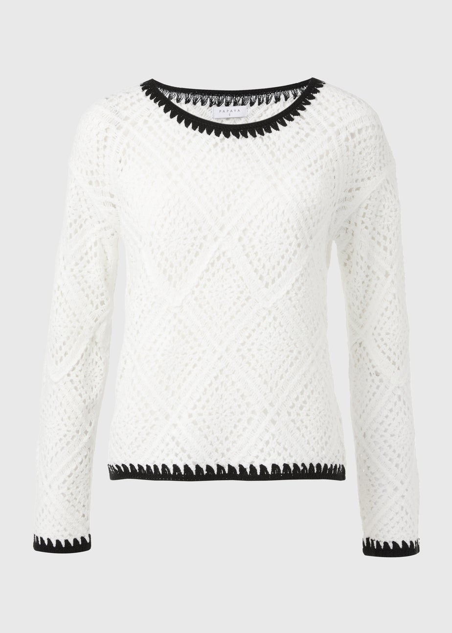 Ivory Overstitch Crotchet Jumper