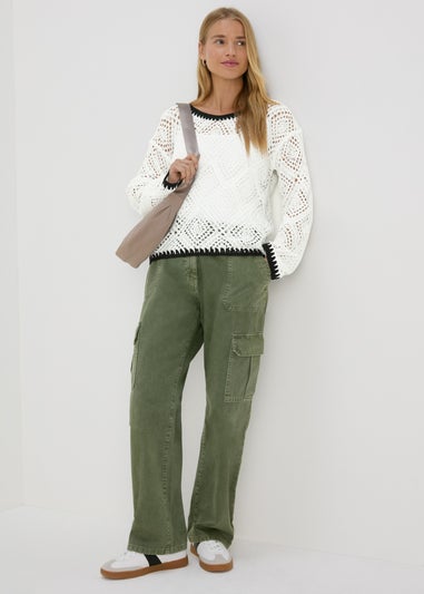 Ivory Overstitch Crotchet Jumper