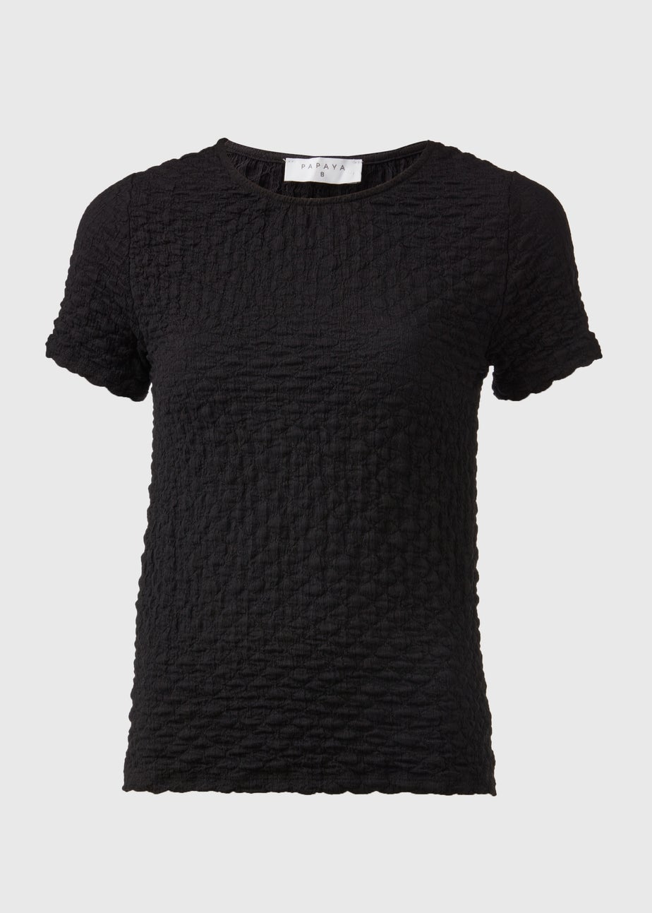 Black Short Sleeve Textured T-Shirt