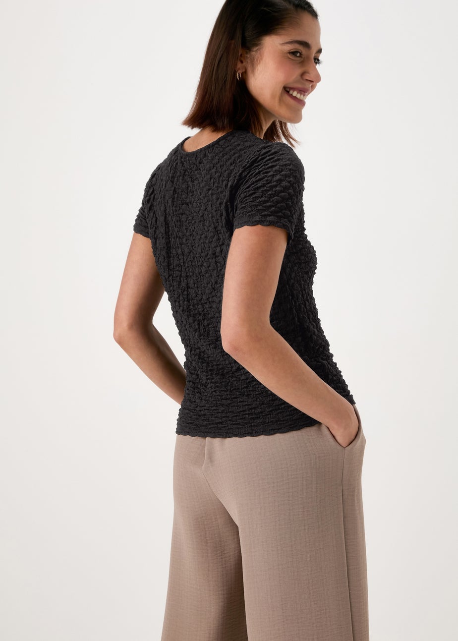 Black Short Sleeve Textured T-Shirt