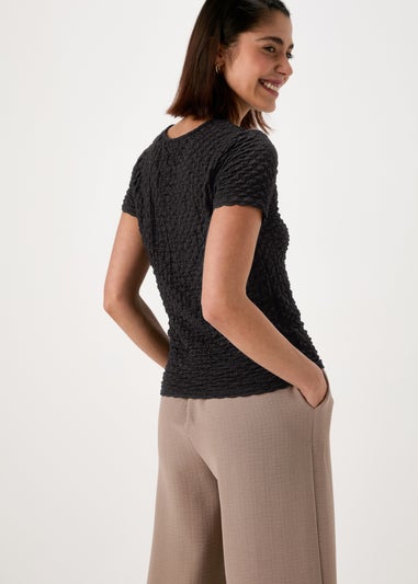Black Short Sleeve Textured T-Shirt