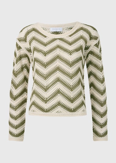 Khaki Zig Zag Crochet Jumper