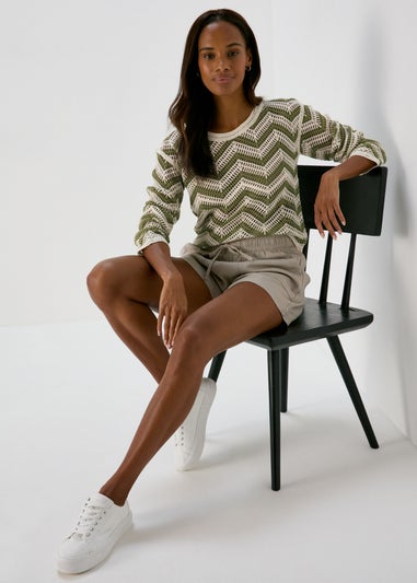 Khaki Zig Zag Crochet Jumper