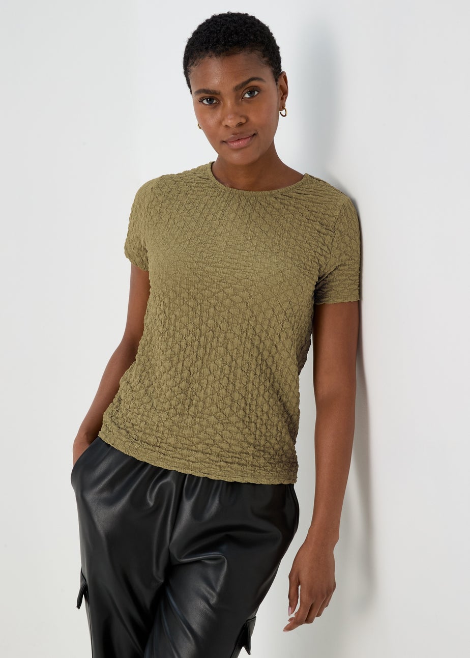 Khaki Textured T-Shirt