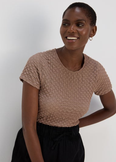 Beige Textured T-Shirt