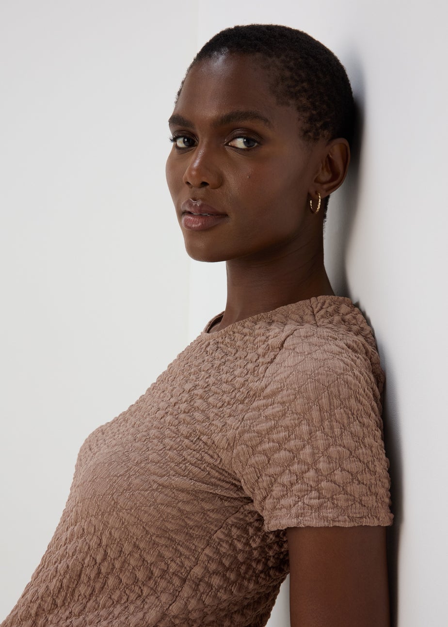 Beige Textured T-Shirt