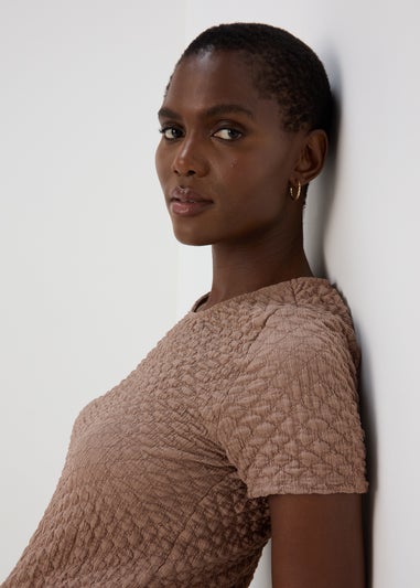 Beige Textured T-Shirt