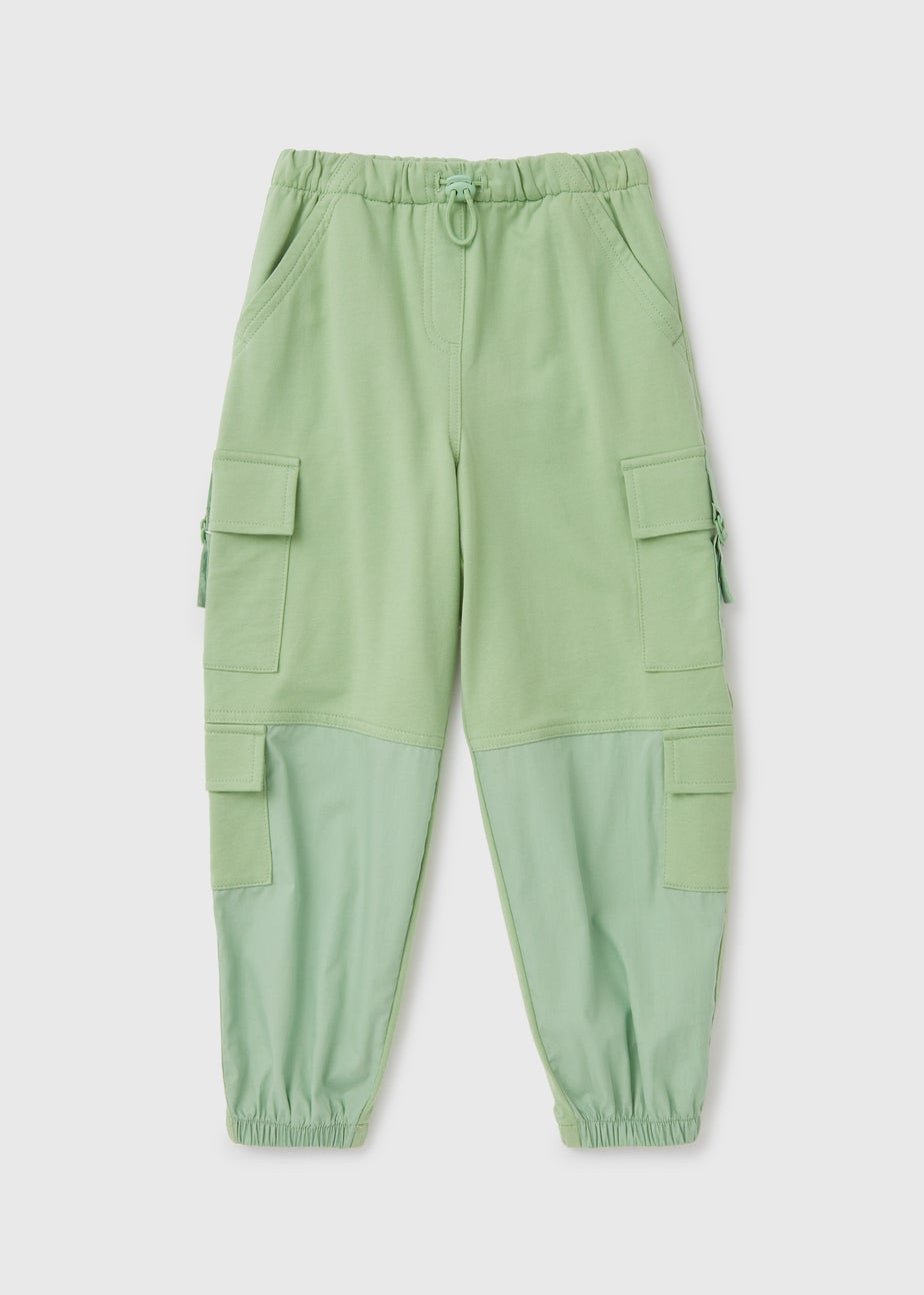 Girls Green Jersey Parachute Trousers (7-15yrs)