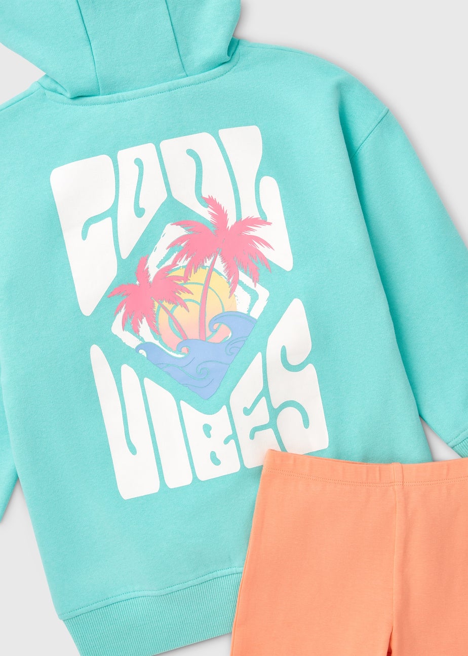 Girls Aqua Hoodie & Cycling Shorts Set (7-13yrs)