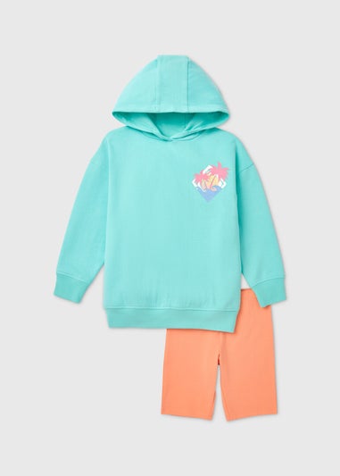 Girls Aqua Hoodie & Cycling Shorts Set (7-13yrs)