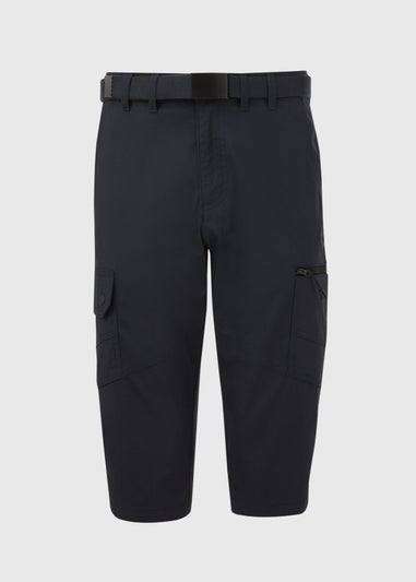 Navy 3/4 Belted Cargo Shorts