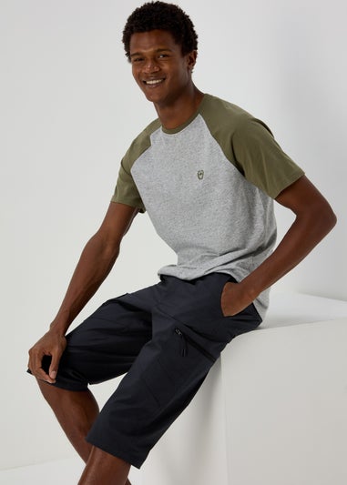 Navy 3/4 Belted Cargo Shorts