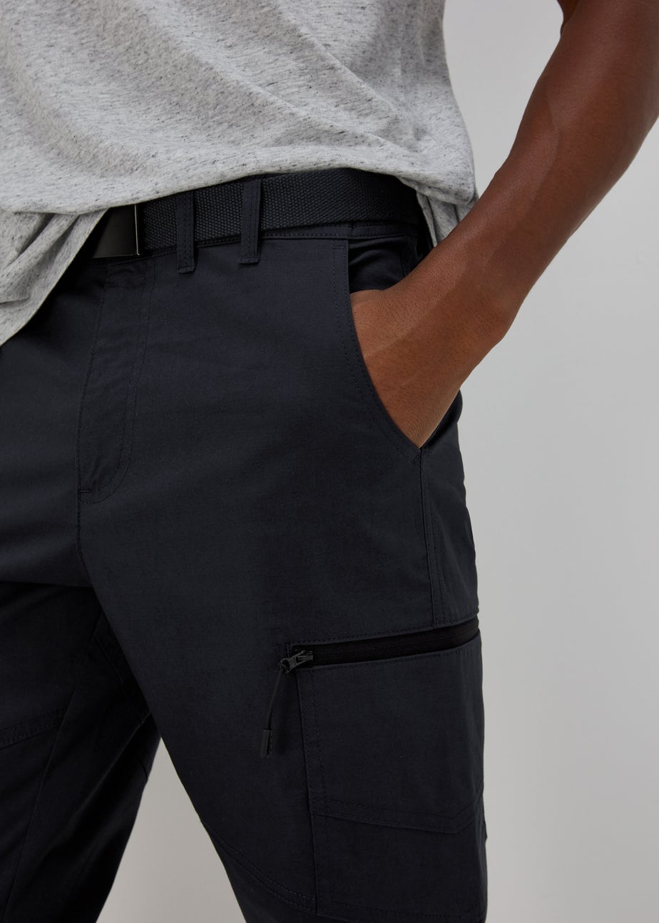 Navy 3/4 Belted Cargo Shorts